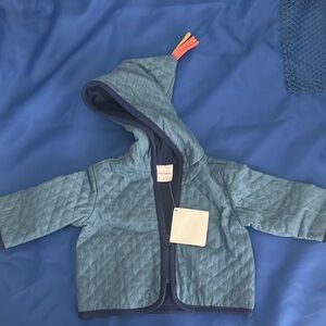 Hannah Anderson Blue Quilted Baby Hoodie with Tassel 3mos